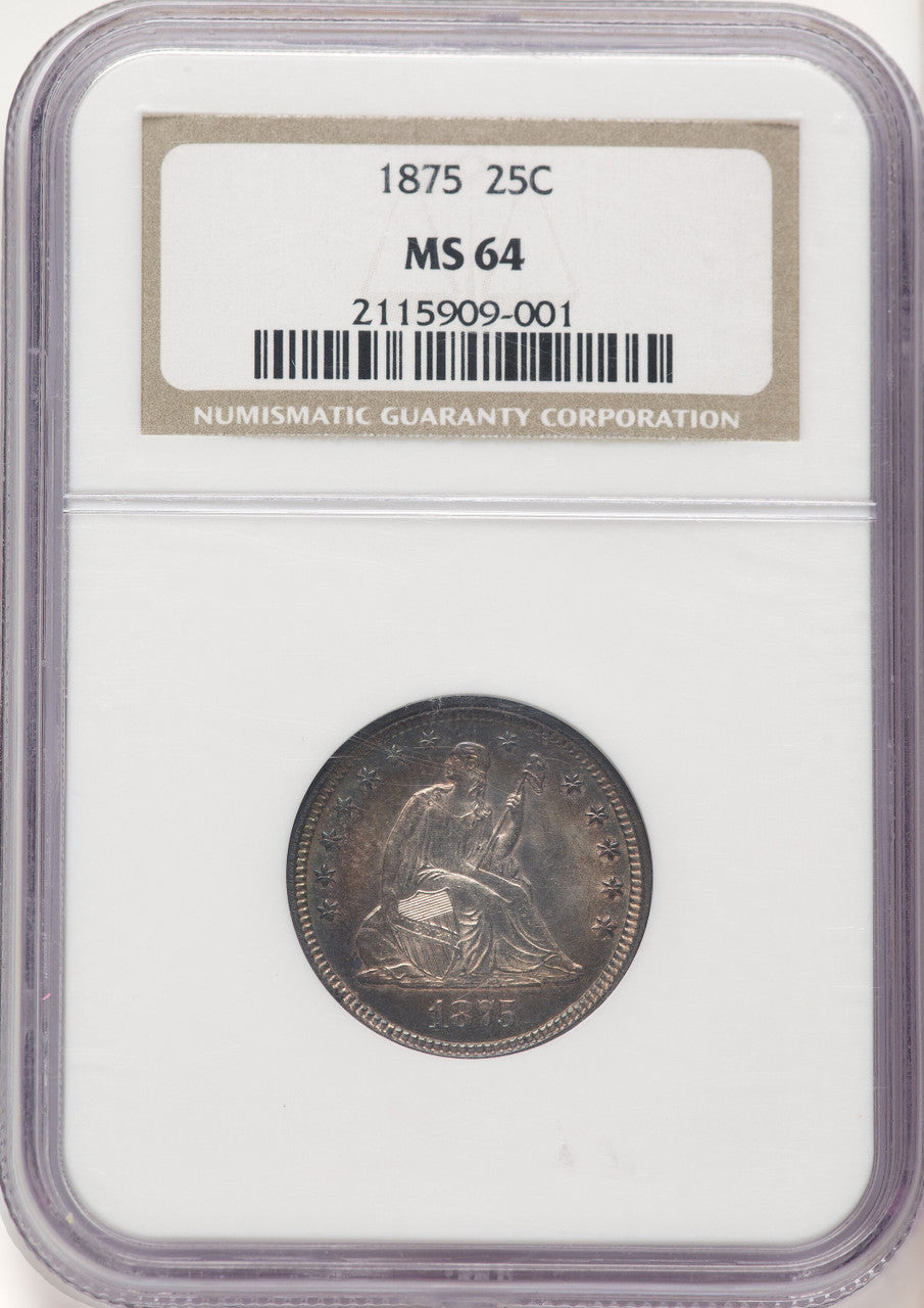 1875 25C Seated Quarter NGC MS64