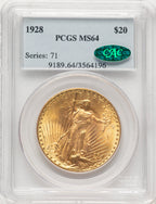 1928 $20 CAC Saint-Gaudens Double Eagle PCGS MS64