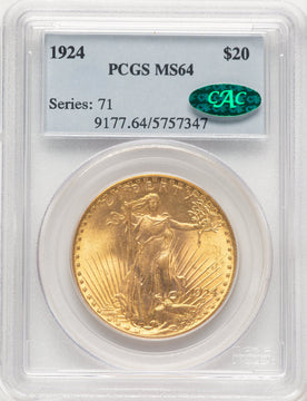 1924 $20 Saint CAC Saint-Gaudens Double Eagle PCGS MS64