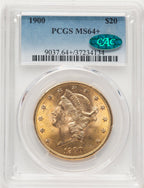 1900 $20 CAC Blue Gradient Liberty Double Eagle PCGS MS64+