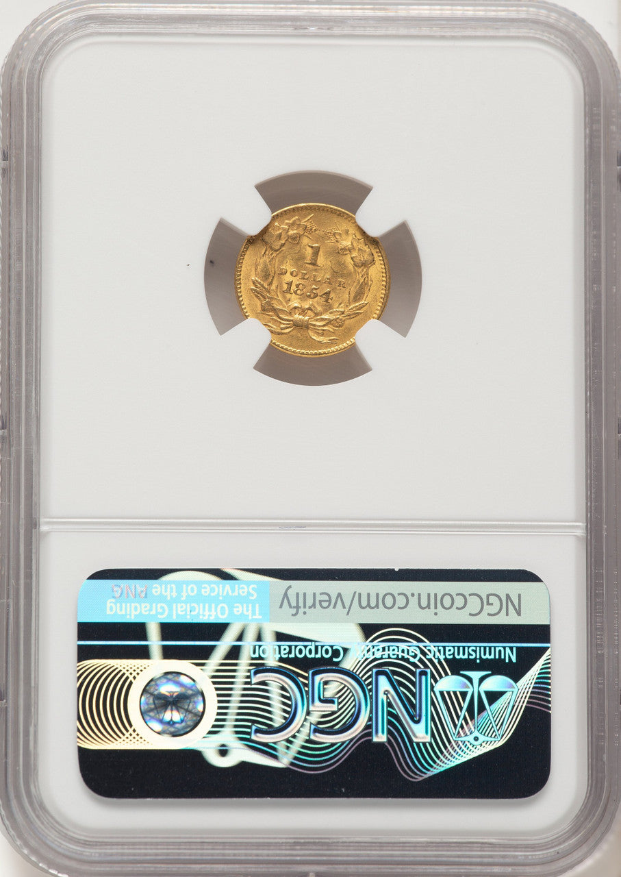 1854 G$1 Type Two Gold Dollar NGC MS62 (782470003)