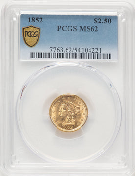 1852 $2.50 Liberty Quarter Eagle PCGS MS62
