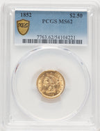 1852 $2.50 Liberty Quarter Eagle PCGS MS62