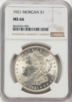 1921 Morgan Morgan Dollar NGC MS66