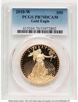2010-W Proof Gold Eagle 1 oz Blue Gradient PCGS PR70