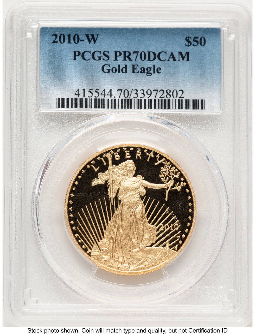 2010-W Proof Gold Eagle 1 oz Blue Gradient PCGS PR70