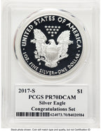 2017-S Proof Silver Eagle Congratulations Set 1 oz Premier Label PCGS PR70