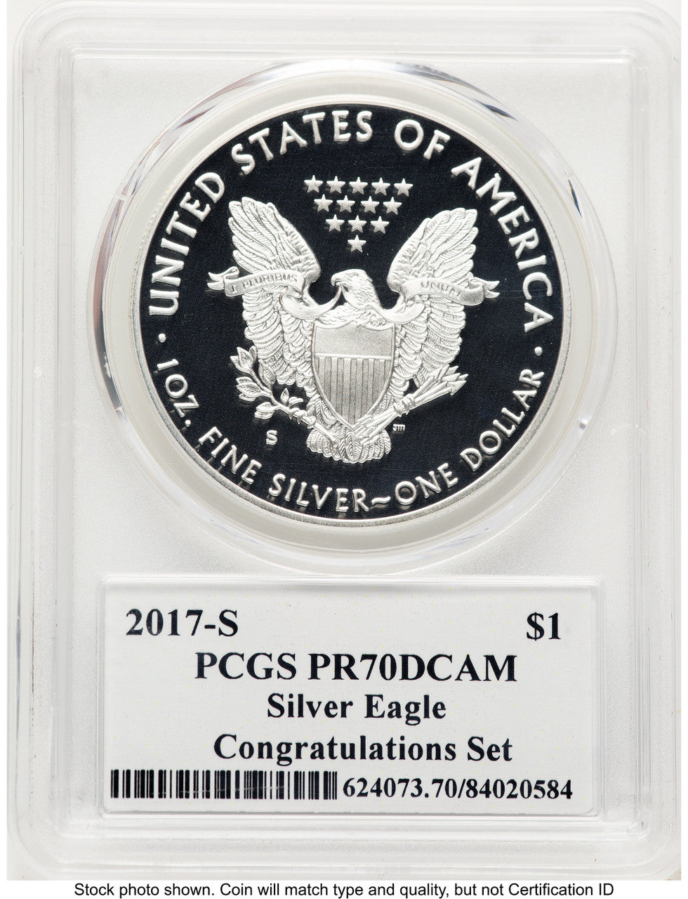 2017-S Proof Silver Eagle Congratulations Set 1 oz Premier Label PCGS PR70
