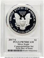 2017-S Proof Silver Eagle Congratulations Set 1 oz FDI Gary Whitley PCGS PR70