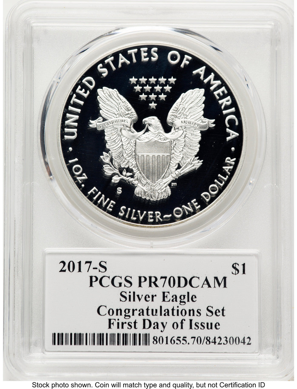 2017-S Proof Silver Eagle Congratulations Set 1 oz FDI Gary Whitley PCGS PR70