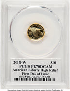 2018-W G$10 American Liberty High Relief FDI PCGS PR70 Ed Moy