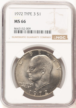 1972 $1 Eisenhower Dollar NGC MS66