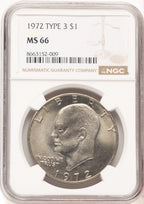 1972 $1 Eisenhower Dollar NGC MS66