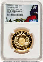 2025-W G$100 American Liberty High Relief Bunting Flag NGC PF70 (782665029)