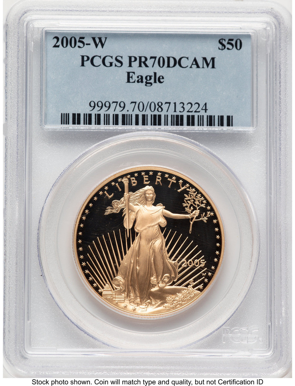 2005-W Proof Gold Eagle 1 oz Blue Label PCGS PR70