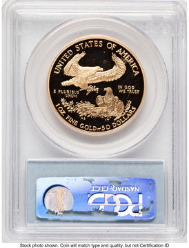 2005-W Proof Gold Eagle 1 oz Blue Label PCGS PR70
