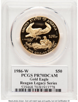 1986-W Proof Gold Eagle 1 oz Reagan Legacy Series Michael Reagan PCGS PR70
