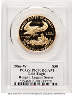 1986-W Proof Gold Eagle 1 oz Reagan Legacy Series Michael Reagan PCGS PR70