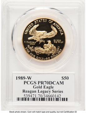 1989-W Proof Gold Eagle 1 oz Reagan Legacy Series Michael Reagan PCGS PR70