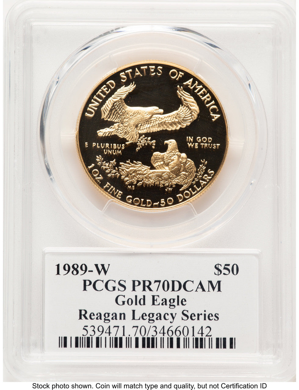 1989-W Proof Gold Eagle 1 oz Reagan Legacy Series Michael Reagan PCGS PR70