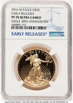 2016-W Proof Gold Eagle 1 oz ER Blue NGC PF70