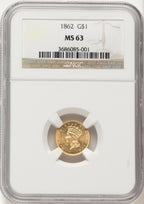 1862 G$1 Gold Dollar NGC MS63 (782694046)