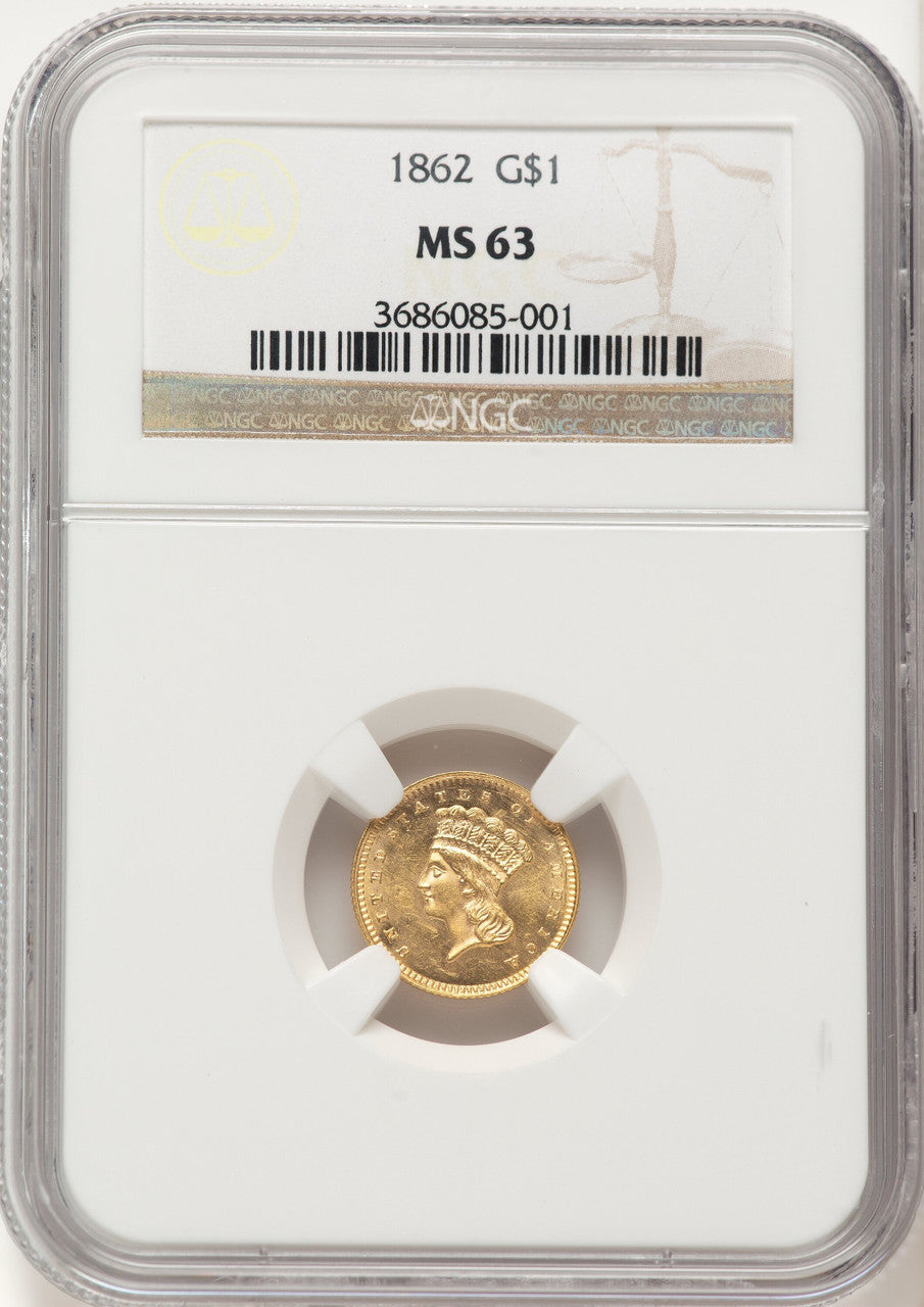 1862 G$1 Gold Dollar NGC MS63 (782694046)