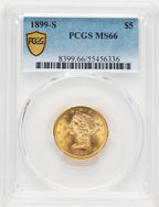 1899-S $5 Liberty Half Eagle PCGS MS66 (782816002)