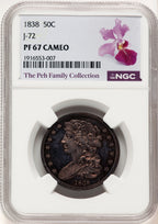 1838 P50C Half Dollar Judd-72 Pollock-75 R.5 Cameo Patterns NGC MS67