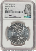2021 6 Coin Morgan & Peace Dollar Set FDI John Morgan/Peace Label NGC MS70 Mercanti