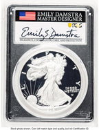 2021-W TY2 Proof Silver Eagle FDI Blk Frame PCGS PR70 Emily Damstra