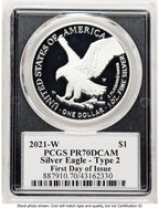 2021-W TY2 Proof Silver Eagle FDI Blk Frame PCGS PR70 Emily Damstra