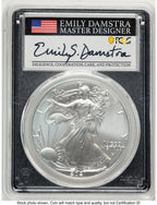 2021 Silver Eagle Type 2 FDI Emily Damstra Blk Frame PCGS MS70