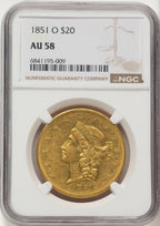 1851-O $20 Liberty Double Eagle NGC AU58