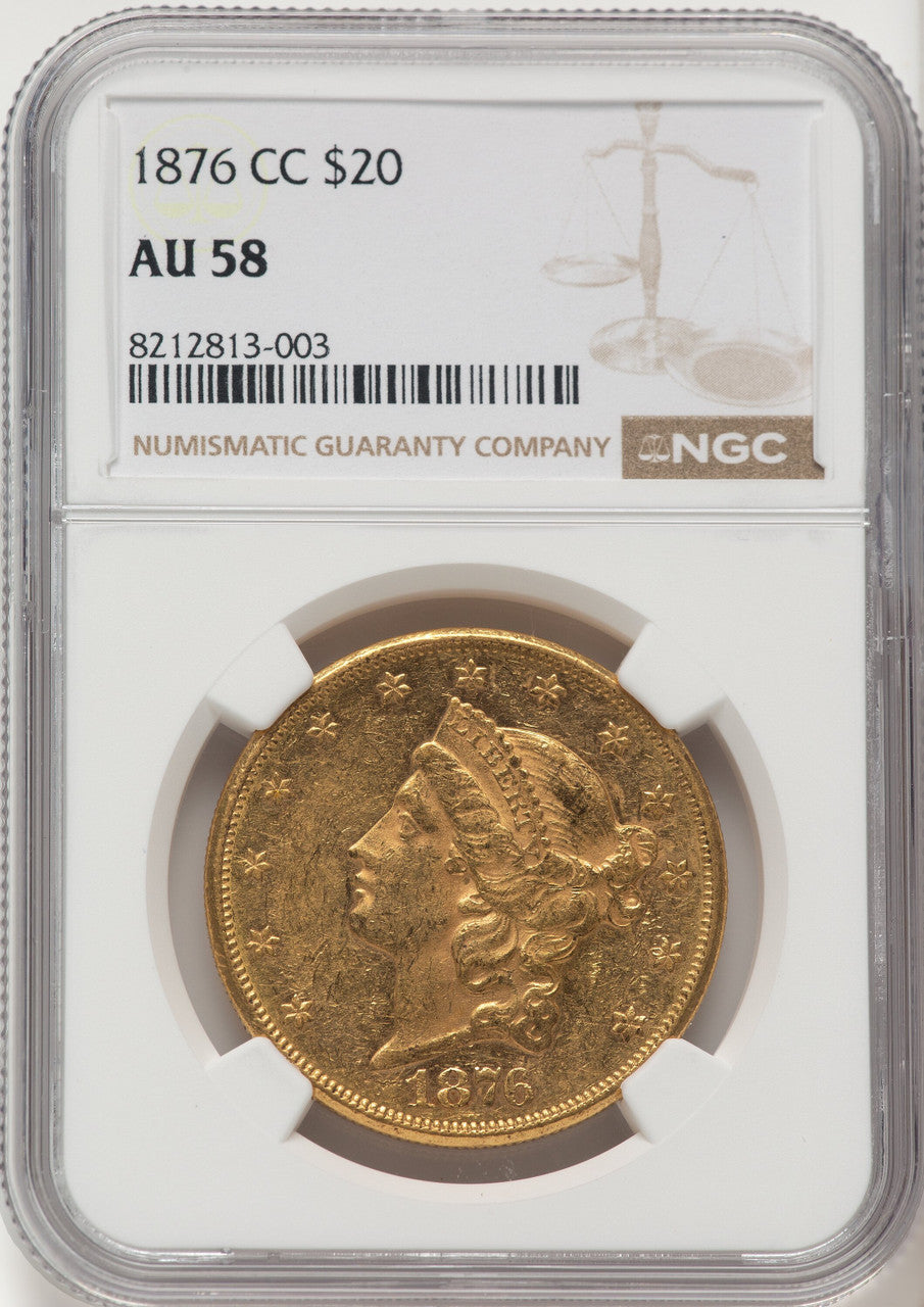 1876-CC $20 Liberty Double Eagle NGC AU58