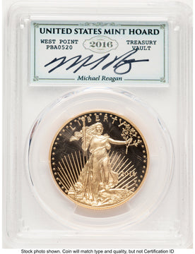 2016-W Proof Gold Eagle 1 oz WP Mint Hoard Reagan Legacy Series Michael Reagan Blue PCGS PR70