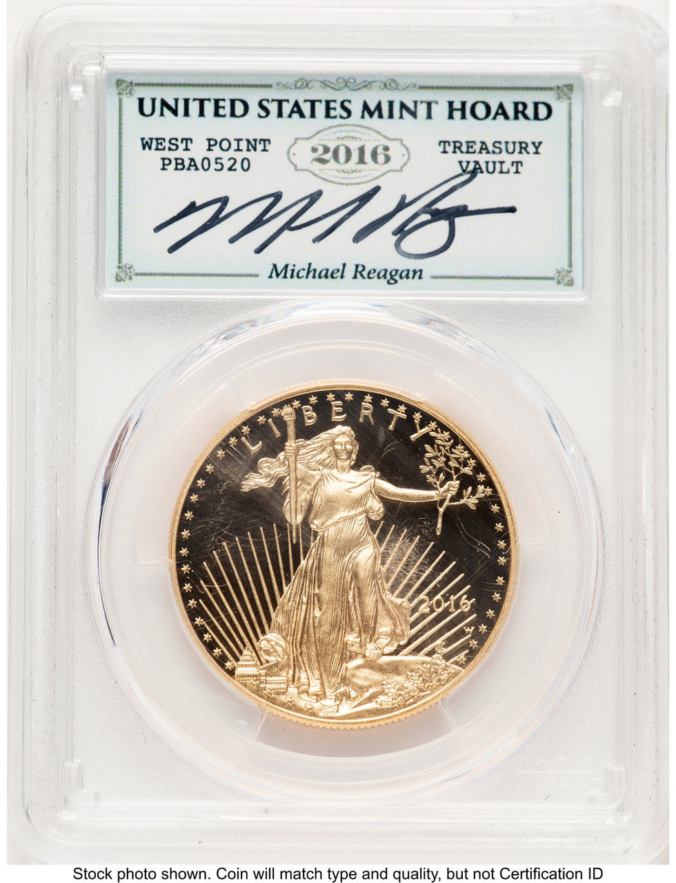 2016-W Proof Gold Eagle 1 oz WP Mint Hoard Reagan Legacy Series Michael Reagan Blue PCGS PR70