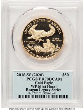 2016-W Proof Gold Eagle 1 oz WP Mint Hoard Reagan Legacy Series Michael Reagan Blue PCGS PR70