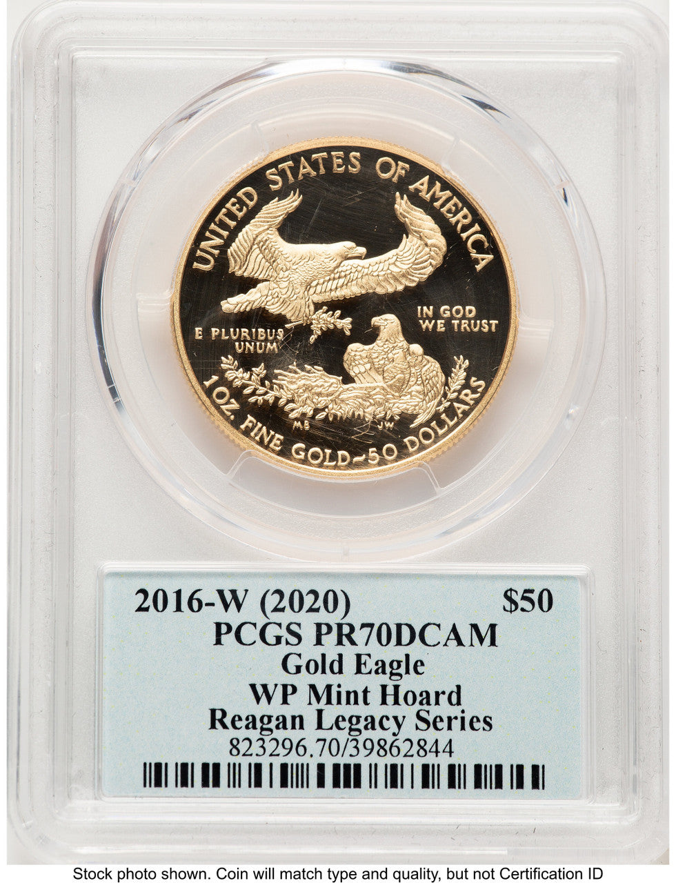 2016-W Proof Gold Eagle 1 oz WP Mint Hoard Reagan Legacy Series Michael Reagan Blue PCGS PR70