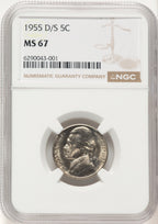 1955-D/S 5C Jefferson Nickel NGC MS67