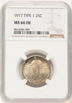 1917 T-1 FH Standing Liberty Quarter NGC MS66