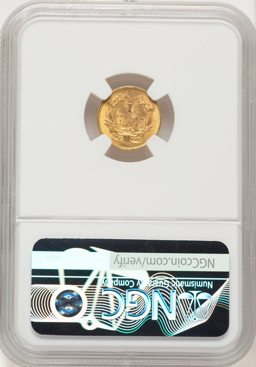 1854 G$1 Type Two Gold Dollar NGC MS64