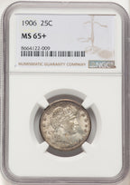 1906 25C Barber Quarter NGC MS65+