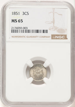 1851 3CS Three Cent Silver NGC MS65