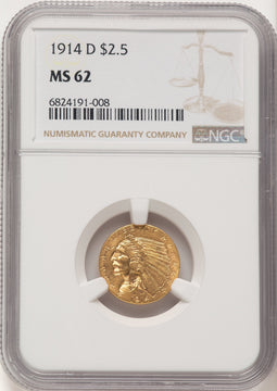 1914-D $2.50 Indian Quarter Eagle NGC MS62 (782959001)