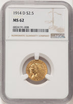 1914-D $2.50 Indian Quarter Eagle NGC MS62 (782959001)