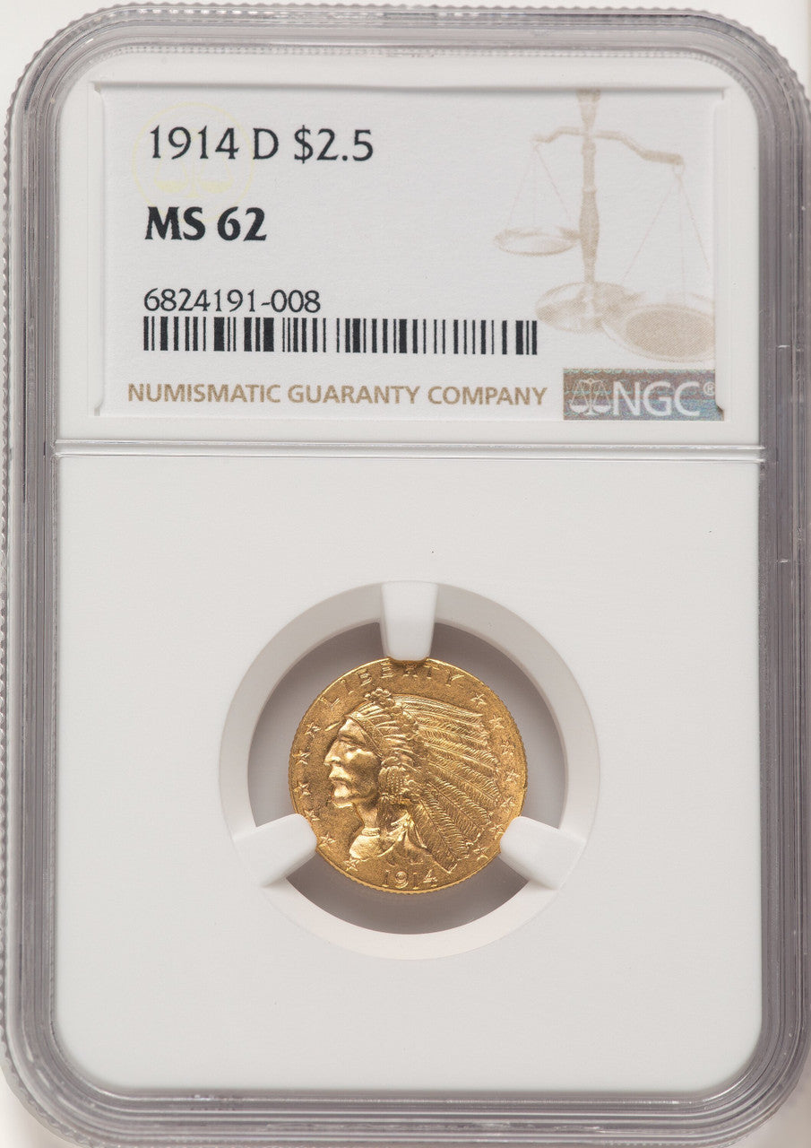 1914-D $2.50 Indian Quarter Eagle NGC MS62 (782959001)