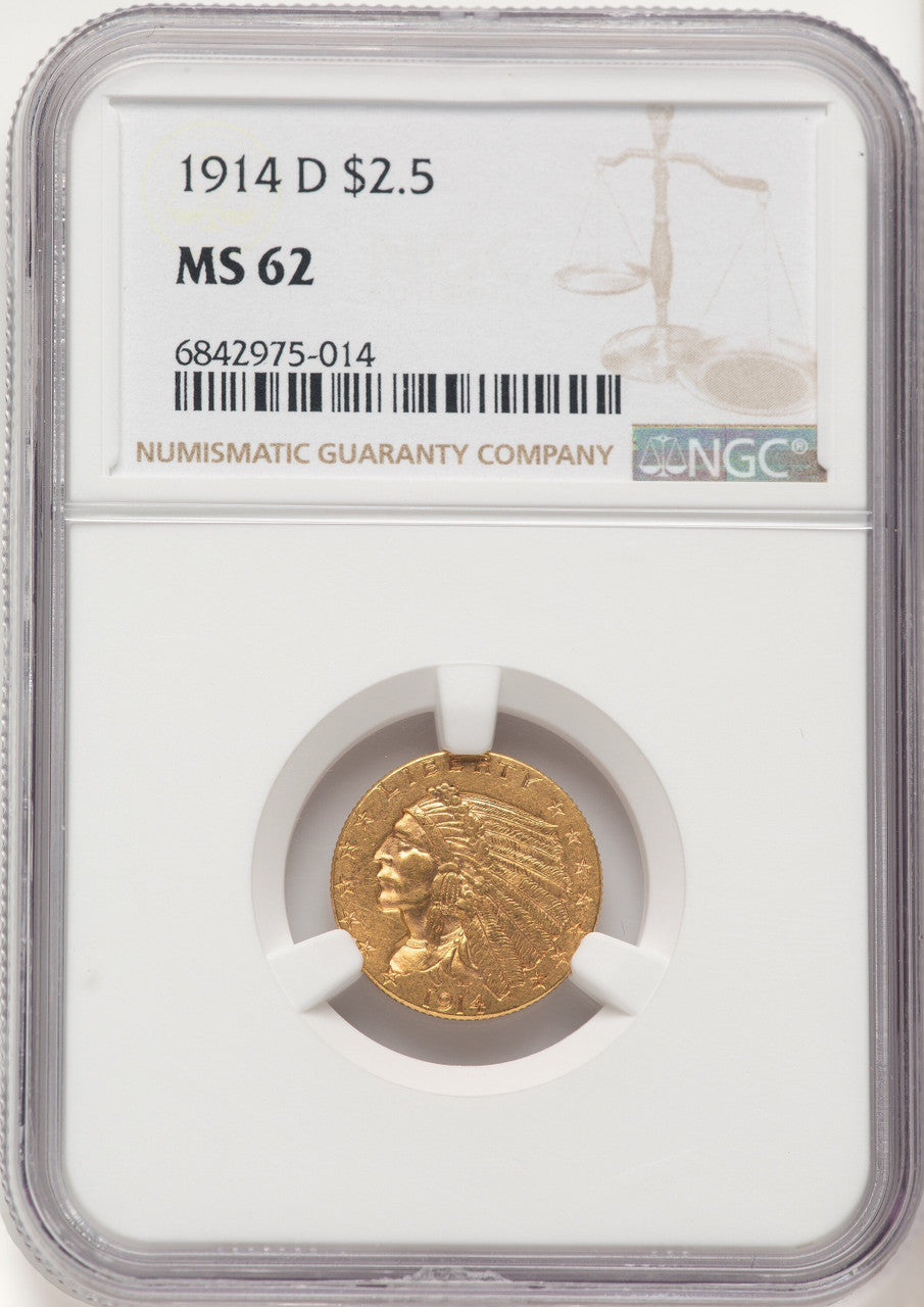 1914-D $2.50 Indian Quarter Eagle NGC MS62 (782959002)