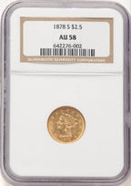 1878-S $2.50 Liberty Quarter Eagle NGC AU58