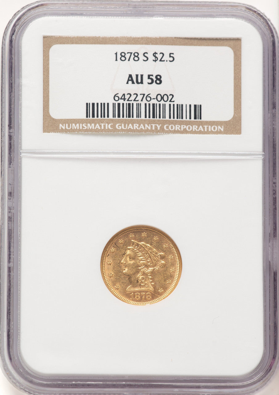 1878-S $2.50 Liberty Quarter Eagle NGC AU58
